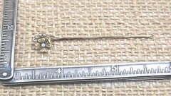 ATQ Gilt 4 Leaf Clover Crescent Moon Stick Pin Paste Moonstone Seed Pearl 2.3″