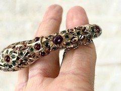 Antique Mughal Ruby Emerald Sterling Snake Bracelet Jewels Of India