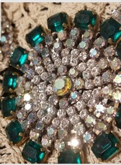 Bijoux M.G. Czech Republic 1940-1950 Antique Necklace,16″, 3″Crystal Medallion