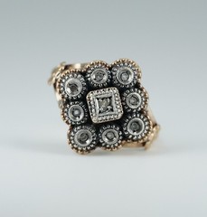 1793 Georgian Rose-Cut Diamond Cluster Ring, 18K Gold & Silver, London Hallmarks