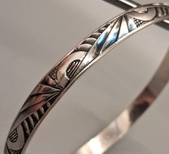 DANECRAFT FELCH Vintage ART DECO Geometric Shapes Sterling Silver BANGLE 13.5g