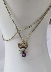 Vintage Krementz Opal and Amethyst Gemstone Pendant Necklace 17″