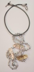 Jeff Lieb Statement Necklace Swarovski Crystal Shell Abstract Art Boho Signed
