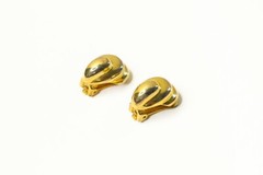 Vintage Christian Dior Gold Tone Modernist Curved Clip-on Earrings