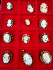 Antique Cameo Brooch Collection. 35 Total