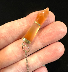 Vintage CARNELIAN FIGA Hand Pendant on GOLD FILLED Chain Good Luck Charm