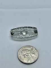 Art Deco Rectangle Clear Trillion Czech Art Glass Silvertone Filigree Brooch