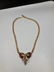 Juliana D&E Book Piece Ref No 452 Rhinestone Necklace w/ Red Fluss Stones 16”
