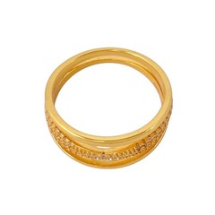 Vintage Gold-Tone | Sterling Silver 925 | Cubic Zirconia Criss Cross Ring Size 8
