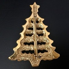 Christmas Pin Lot Signed GERRYS Gold Tone Tree Bells Poinsettia & Bow Vintage
