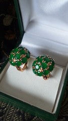 Vintage 1990-s 14 Ct Rolled Gold Emerald Earrings-Hallmarked 585 RG