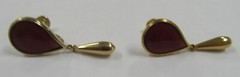 Vintage Pair of Teardrop Earrings with Beautiful Maroon Stone Inserts