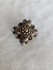 VTG Jeff Lieb Clip Earrings Dark Gold Rhinestone One Of A Kind Custom Handmade