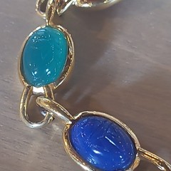 Vintage Trifari Signed Egyptian Revival Scarab Beetle 7.5″ Bracelet