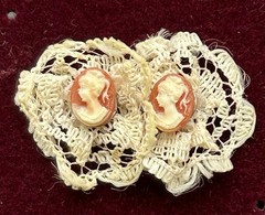 VTG Gold Tone Oval Cameo Jewelry Set Necklace Bracelet Ring Earrings for Child