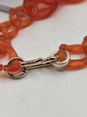 Iris Apfel Inspired Neon Orange Resin/Acrylic Chain Choker Necklace 20″L