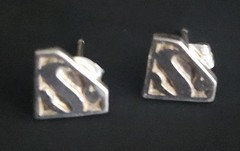 Sterling 925 Superman Earrings “S” Shield Logo Vintage 1995 T.M. D.C. Comics