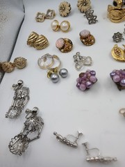 Lot 30 Vintage Now EARRINGS Clip and Screw On Rhinestone Enamel Costume Jewelry