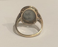 Vintage Opal Blue Green Orange Oval 14K Yellow Gold Bezel Set Ring 4.05 grams
