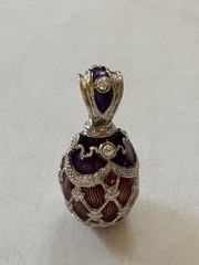 Edgar Berebi St Petersburg Egg Pendant Necklace Limited Edition Enameled Pur/Brn