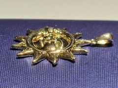 Vintage 925 Sterling Gold Vermeil Sun and Crescent Moon Pendant 1″
