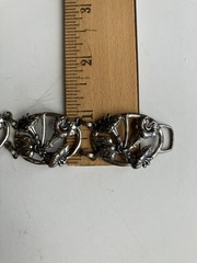 Vintage DANECRAFT Sterling Silver FLOWER Repousse Oval Panel Bracelet 26 Grams !