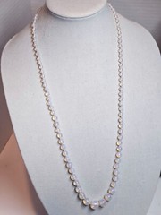 Antique Vintage OPALINE OPALESCENT GLASS Graduated BEAD NECKLACE 32″