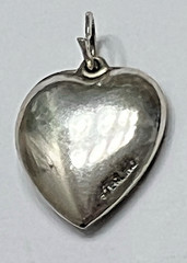 Estate Silver Heart Charm Pendant Bunny Rabbit Vintage Antique Puffy 925 US