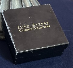 Vtg Signed Joan Rivers Blue Heart Crystal Rhinestone Bow Brooch Pin w Box QVC 2”