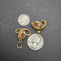 Vintage H. Stern 18K Gold Multicolor Rainbow Stones CLIP Earrings Mid Century