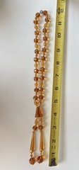 Art Deco Czech glass necklace faceted beads glass amber colored Hand knotted 24”