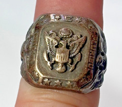 WW2 Sterling Silver Military Signet Ring 15.2 Grams Size 8.75 FD Sterling