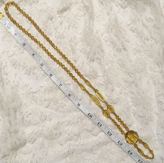 Vintage Art Deco Amber Glass Bead Necklace Faceted Beads Drop Pendant 26″L