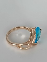 Vintage 1990-s 14 Ct Rolled Gold Blue Topaz Ring Size UK O US 7 1/2- Hallmarked