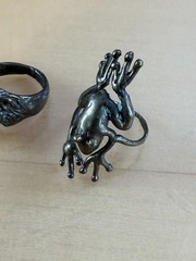 Vintage Solid Brass Handmade Animal Rings Frog Lion Cat & Turtle Artisan Art Lot