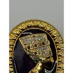 Vintage Berebi Nefertiti Brooch Enamel Limited Edition Pin Missing Rhinestones