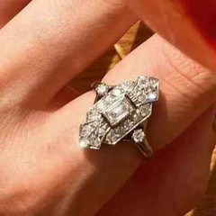Art Deco Vintage Style 2.95Ct Lab Created Diamond Wedding 14k White Gold FN Ring