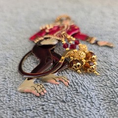 Vintage RARE Lunch At The Ritz Articulating Monkey Grinder Enamel Crystal Brooch