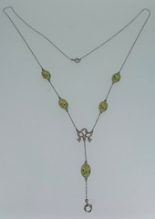 Spectacular 14K White Gold Platinum Enamel & Rose Cut Diamond Chain