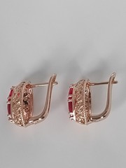 Vintage 1990-s 14 Ct Rolled Gold Ruby Earrings Medium Size-Hallmarked 585 RG