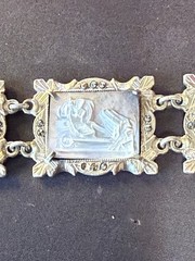 Vtg 30s 800 Silver Italy hand-Carved Cameo Bracelet 7 Greek Gods Days Week