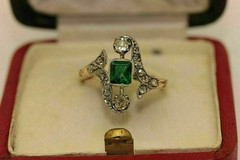 2Ct Art Deco Style Lab Created Emerald Engagement & Wedding 14K Gold Finish Ring