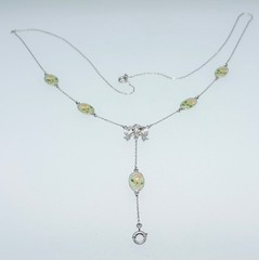 Spectacular 14K White Gold Platinum Enamel & Rose Cut Diamond Chain