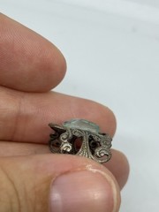 Handcrafted Vintage Sterling Silver Raw Cut Tourmaline Victorian Florentine Ring