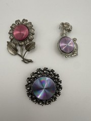 Vintage Jewelerama Brooch Lot Dog Flower Circle Wreath Pin