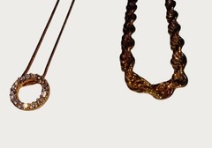 Vintage Estate Gold Tone Necklace Lot – 1980s Statement Rope & Rhinestone Halo