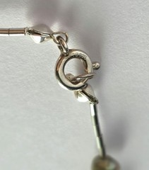 925 Sterling Silver Peacock Pearl Station Necklace 16″ Taxco Style Vintage