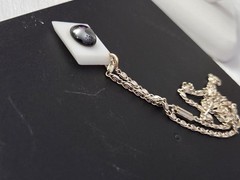Germany Chain Hematite Geometrical Modern Asymmetrical Pendant Necklace 18″