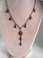 Avon Vintage Forget Me Not Necklace Blue Floral Rhinestone 16” Bronze “Summer”