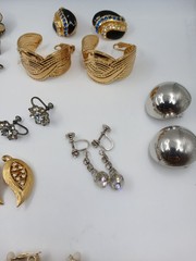 Lot 30 Vintage Now EARRINGS Clip and Screw On Rhinestone Enamel Costume Jewelry
